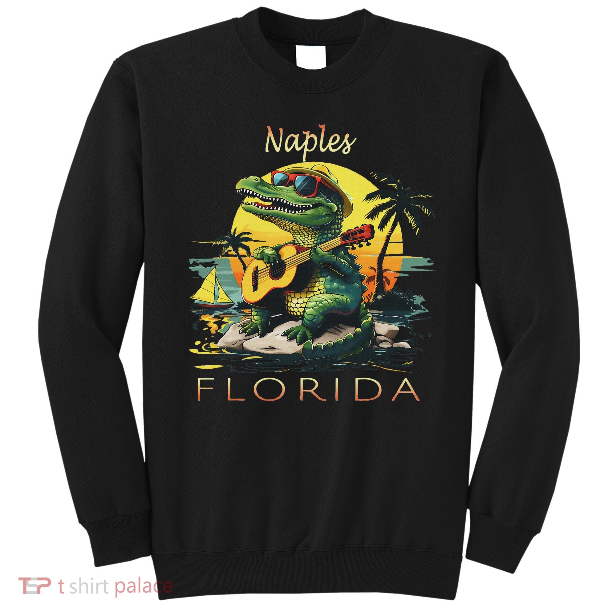 Naples Florida Vacation Cute Alligator Sunset Souvenir Sweatshirt