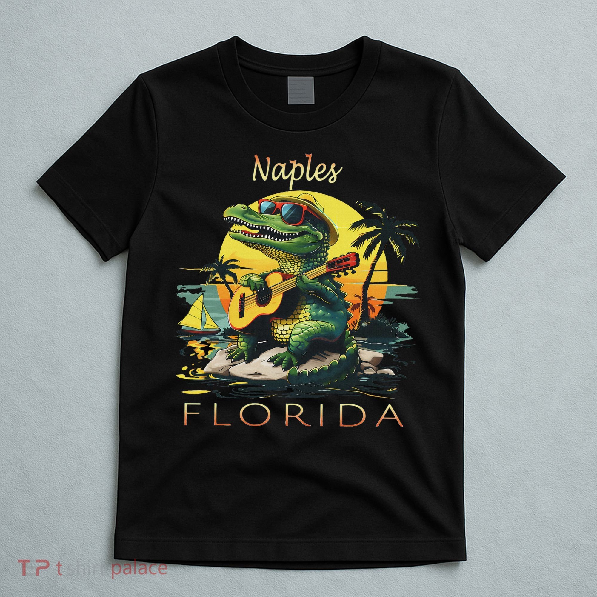 Naples Florida Vacation Cute Alligator Sunset Souvenir T-Shirt