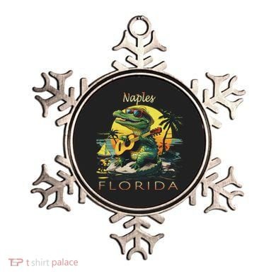Naples Florida Vacation Cute Alligator Sunset Souvenir Ornament