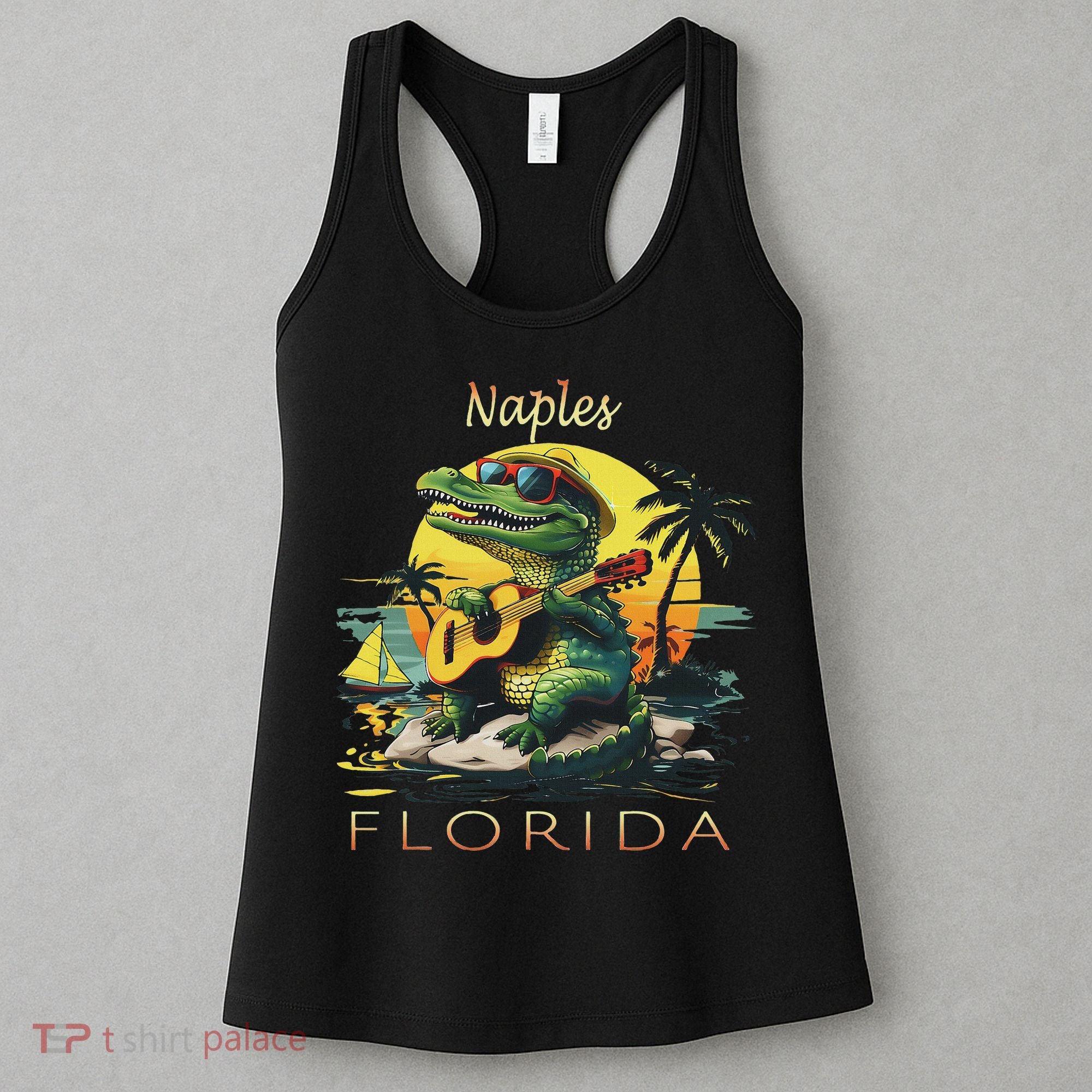 Naples Florida Vacation Cute Alligator Sunset Souvenir Women's Tank Top