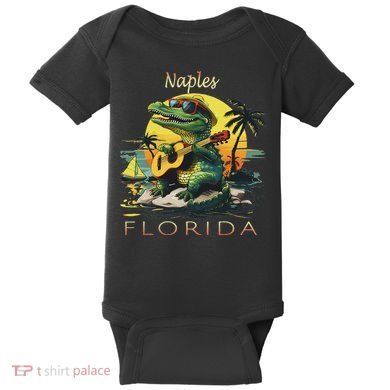 Naples Florida Vacation Cute Alligator Sunset Souvenir Baby Bodysuit