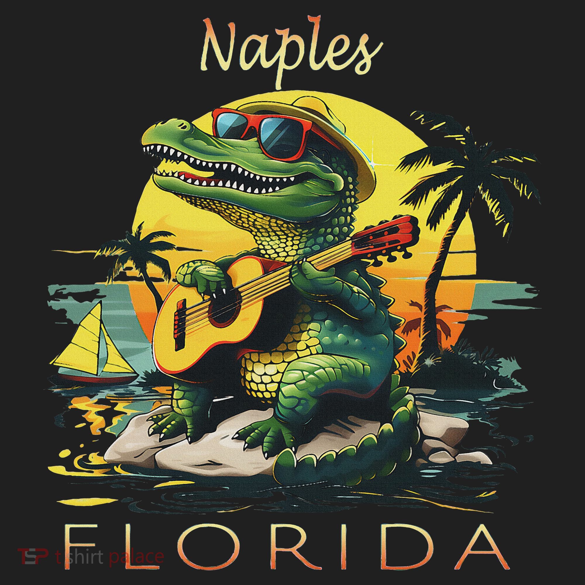 Naples Florida Vacation Cute Alligator Sunset Souvenir Hat