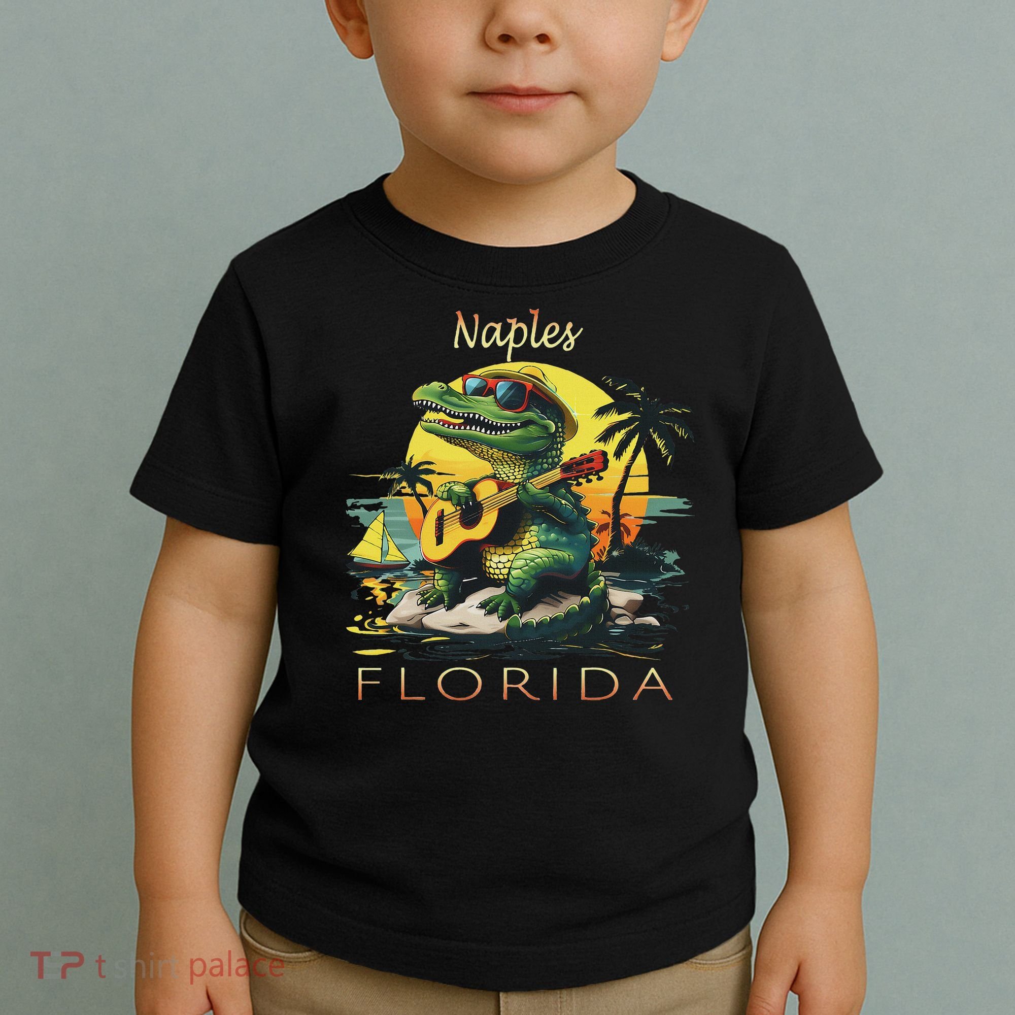 Naples Florida Vacation Cute Alligator Sunset Souvenir Toddler T-Shirt