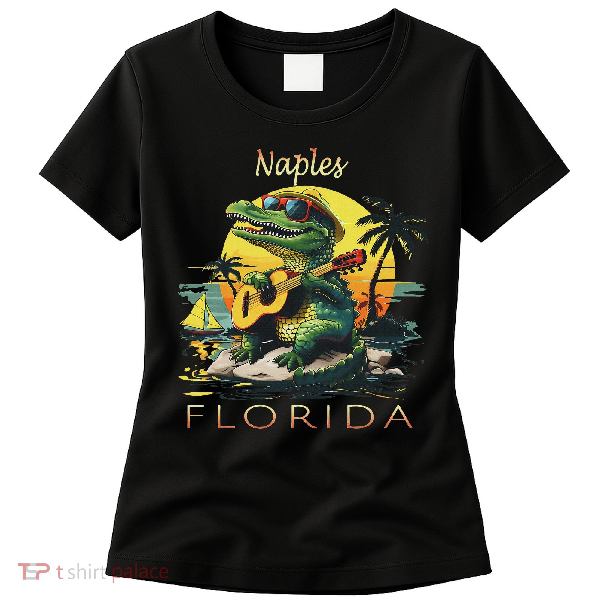 Naples Florida Vacation Cute Alligator Sunset Souvenir Women's T-Shirt
