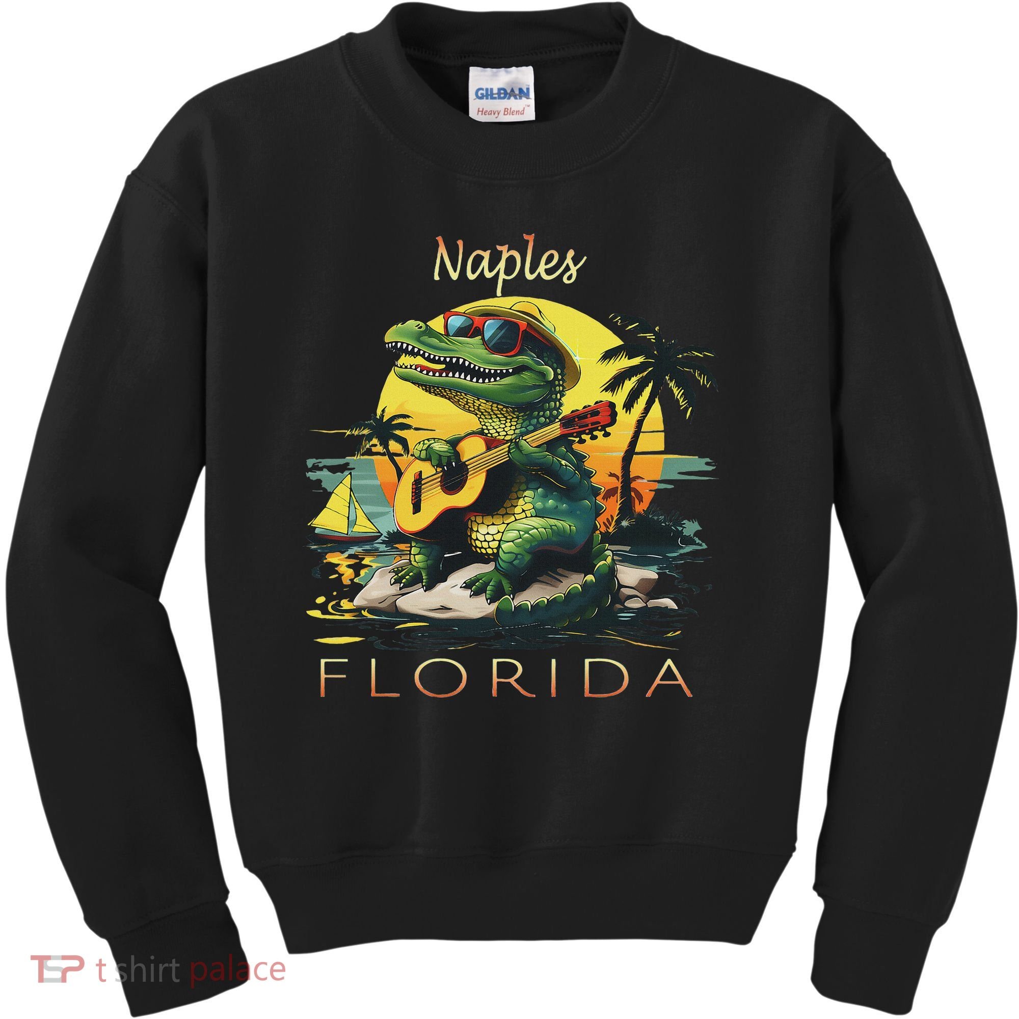 Naples Florida Vacation Cute Alligator Sunset Souvenir Kids Sweatshirt