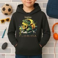 Naples Florida Vacation Cute Alligator Sunset Souvenir Kids Hoodie thumb 2