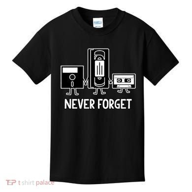 Never Forget Vintage Floppy Disk Vhs Tape 90s 80s Cassette Kids T-Shirt
