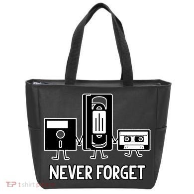 Never Forget Vintage Floppy Disk Vhs Tape 90s 80s Cassette Tote Bag