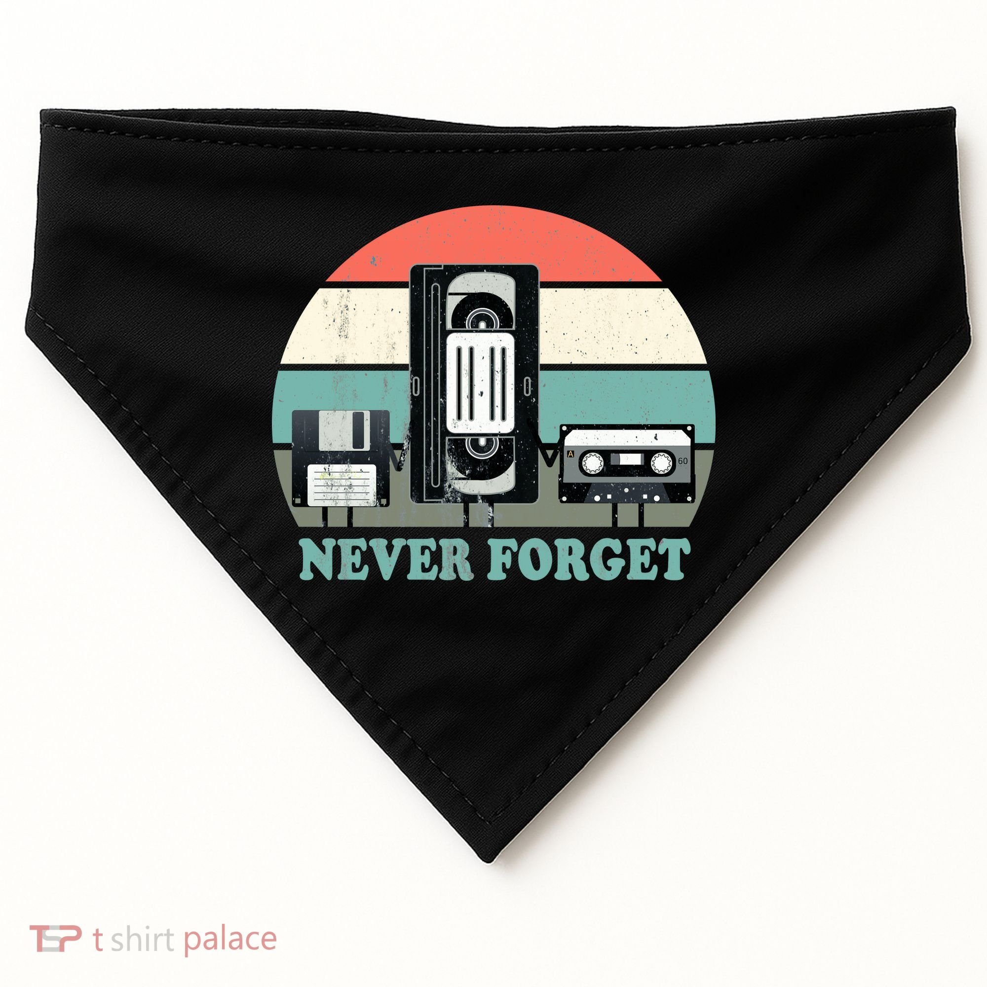 Never Forget VHS, Cassette, Floppy Disc Old School Retro USA-Made Doggie Bandana