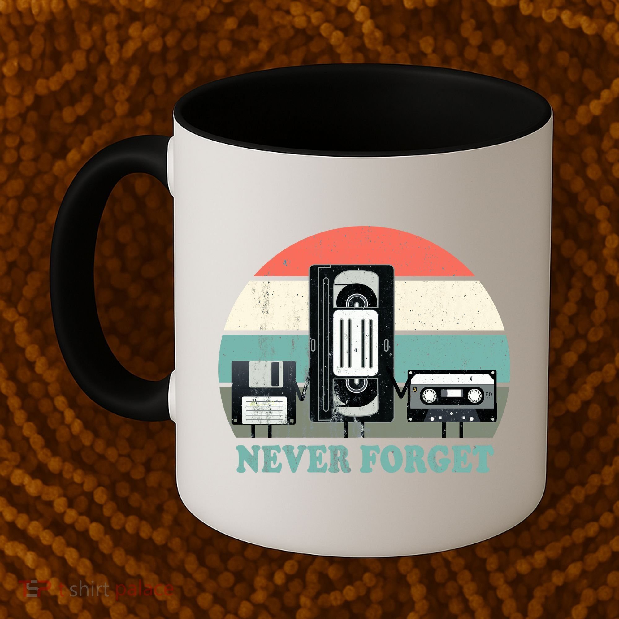 Never Forget VHS, Cassette, Floppy Disc Old School Retro Coffee Mug