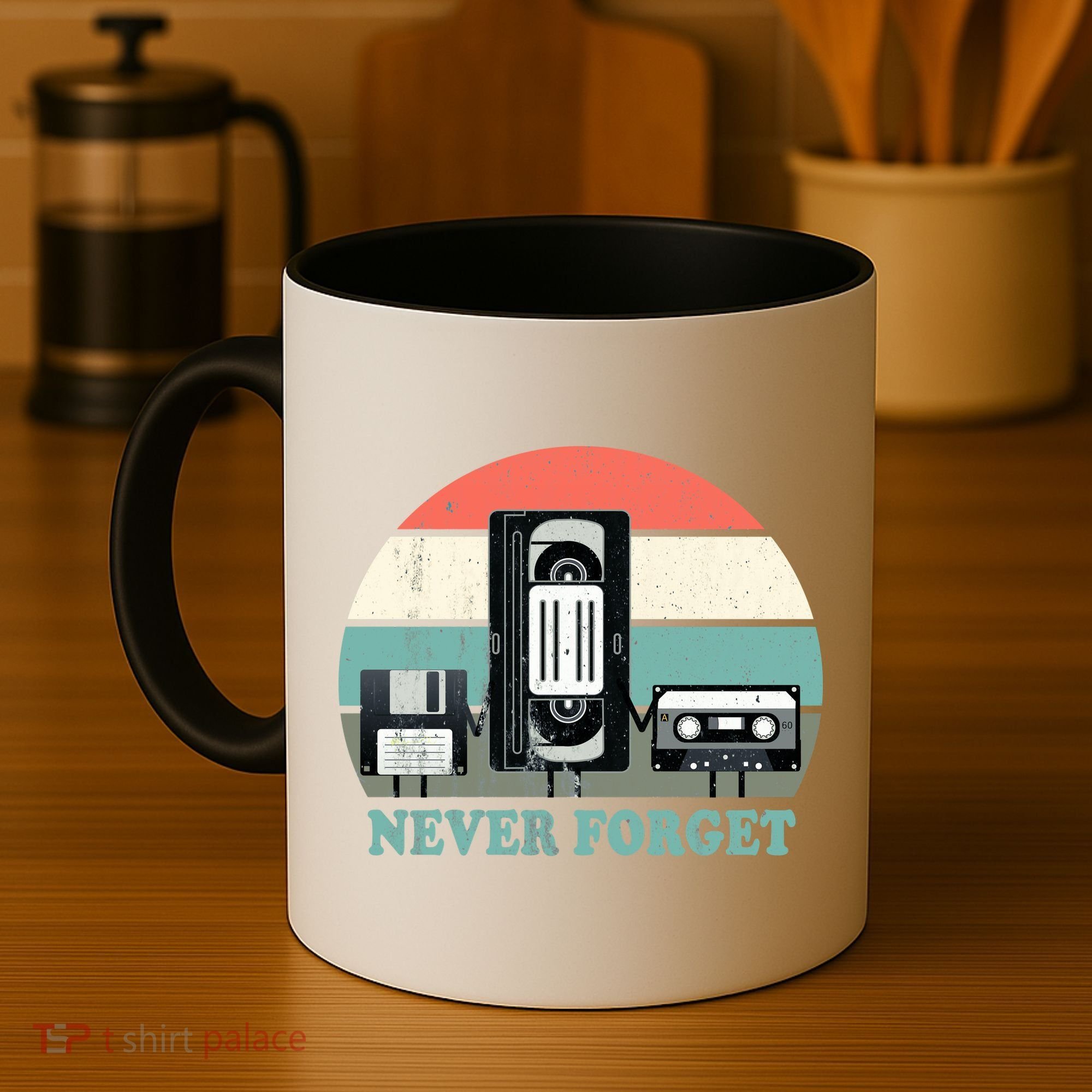 Never Forget VHS, Cassette, Floppy Disc Old School Retro Coffee Mug
