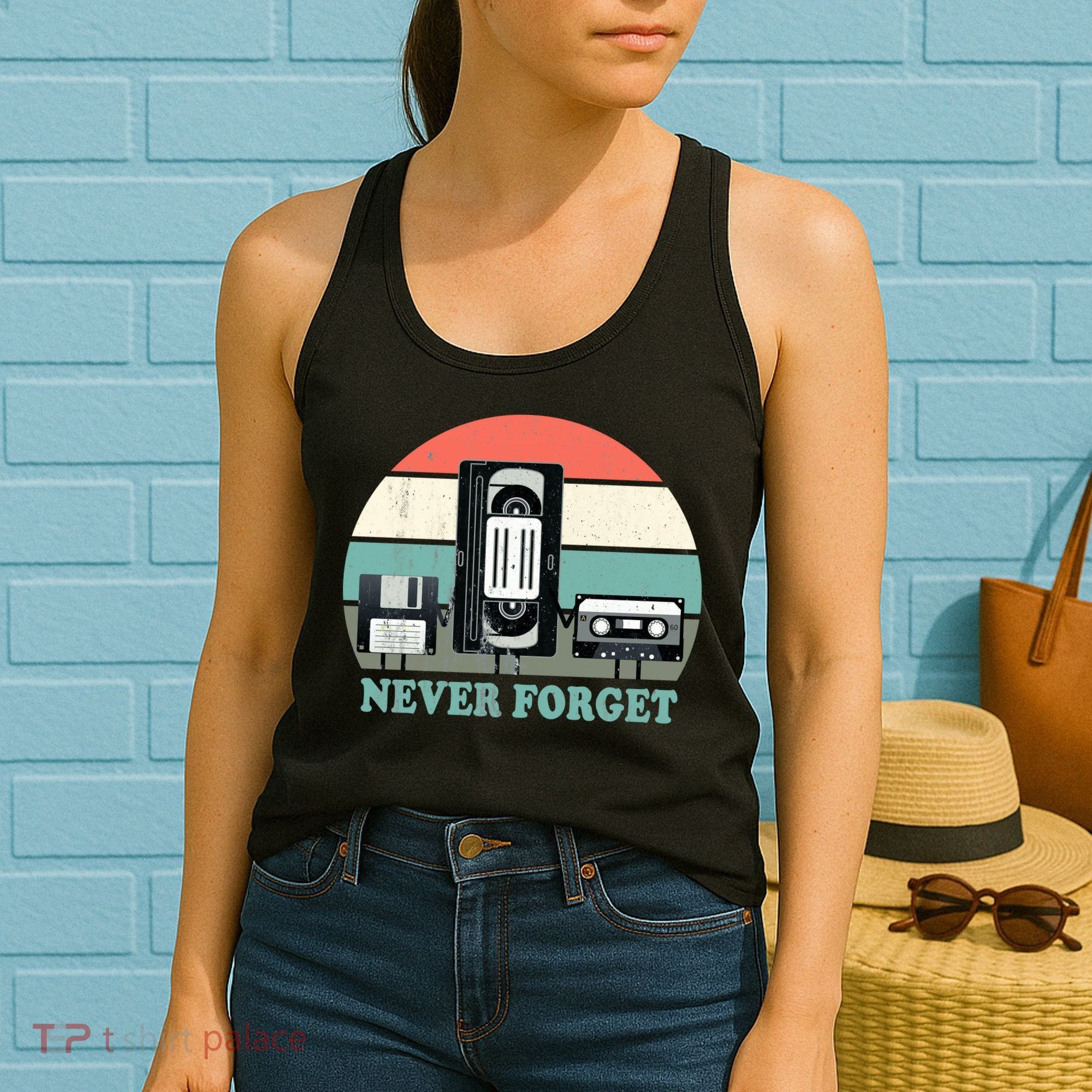 Never Forget VHS, Cassette, Floppy Disc Old School Retro Women's Tank Top