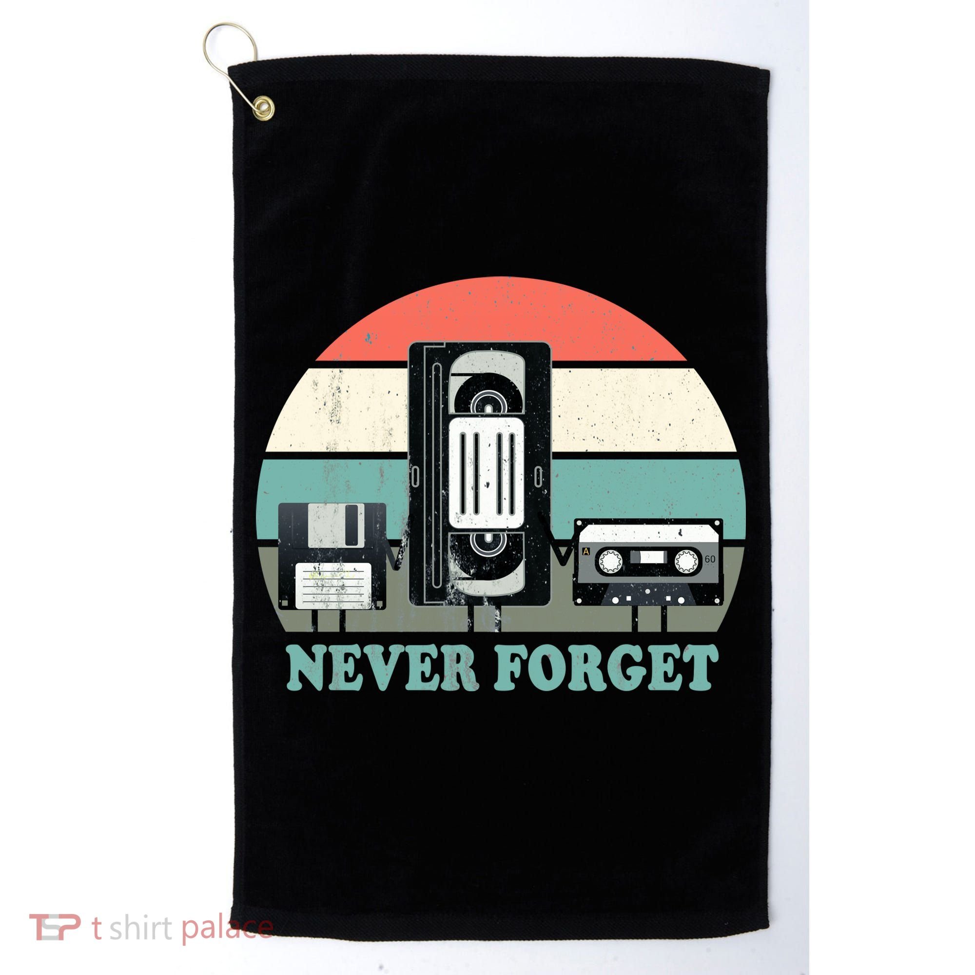 Never Forget VHS, Cassette, Floppy Disc Old School Retro Golf Towel