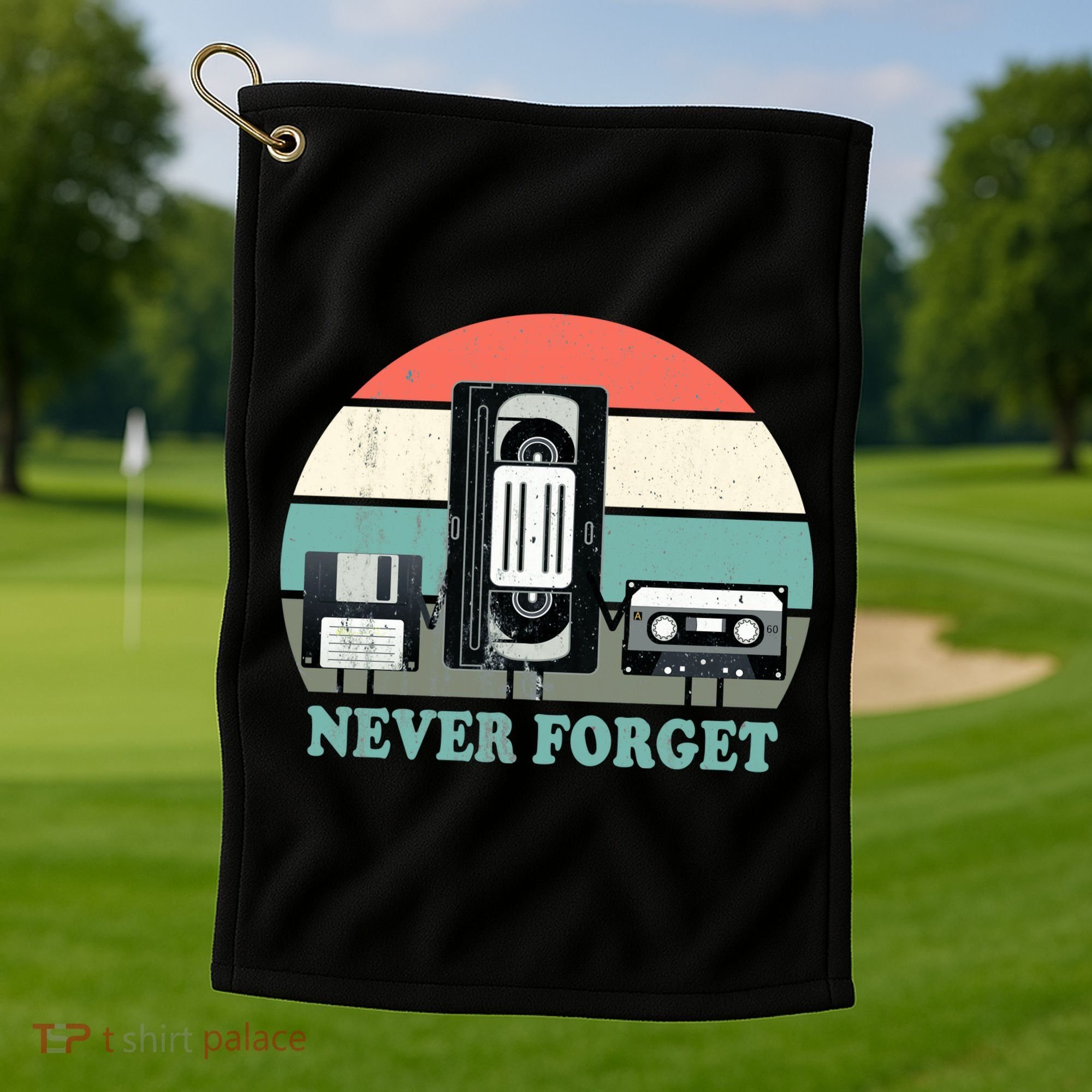 Never Forget VHS, Cassette, Floppy Disc Old School Retro Golf Towel