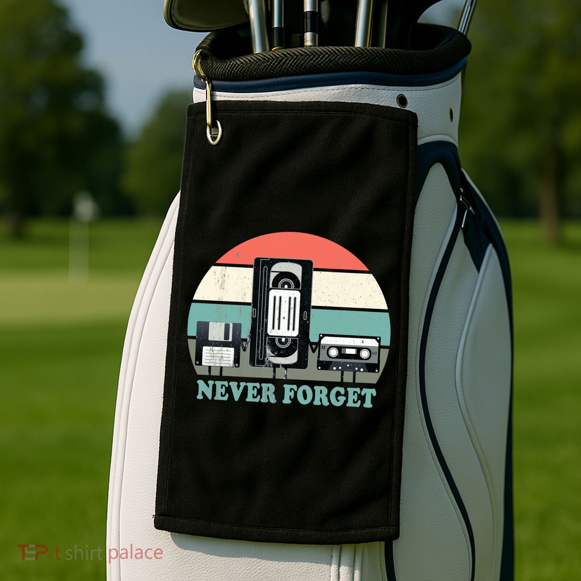 Never Forget VHS, Cassette, Floppy Disc Old School Retro Golf Towel