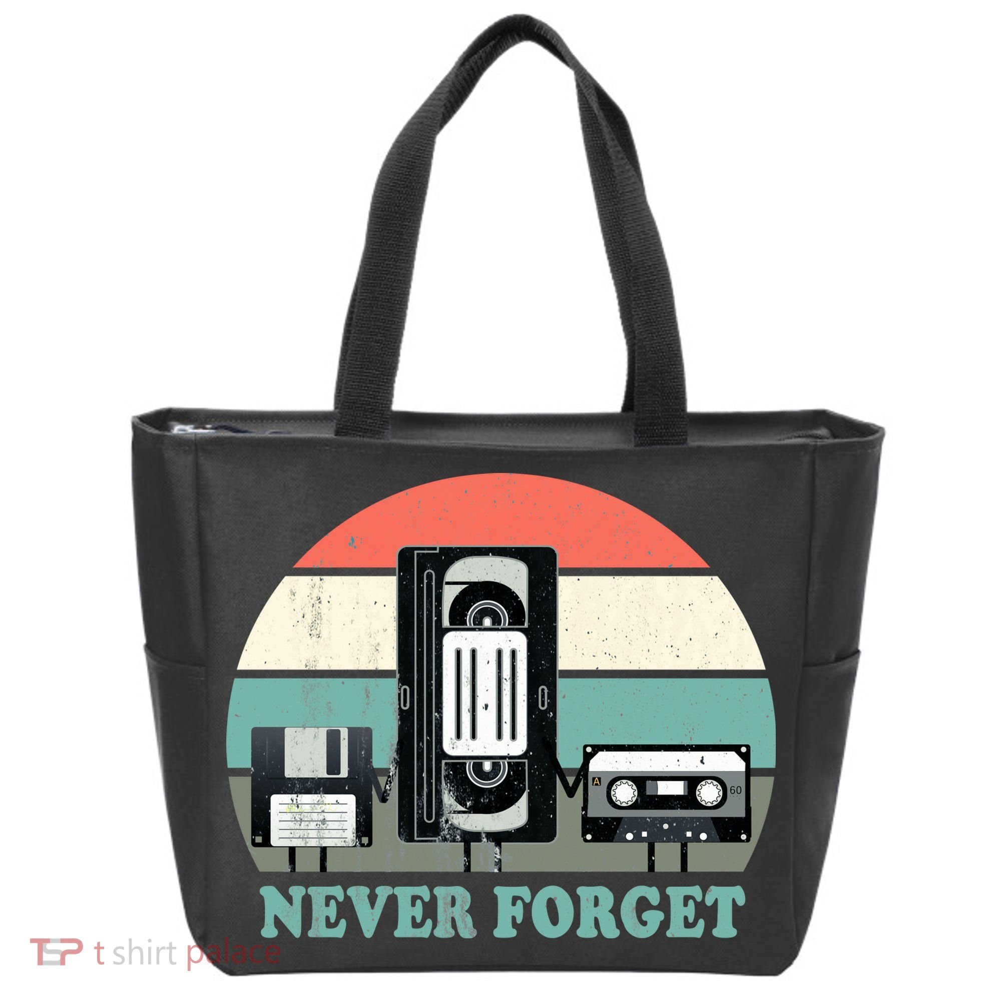 Never Forget VHS, Cassette, Floppy Disc Old School Retro Tote Bag