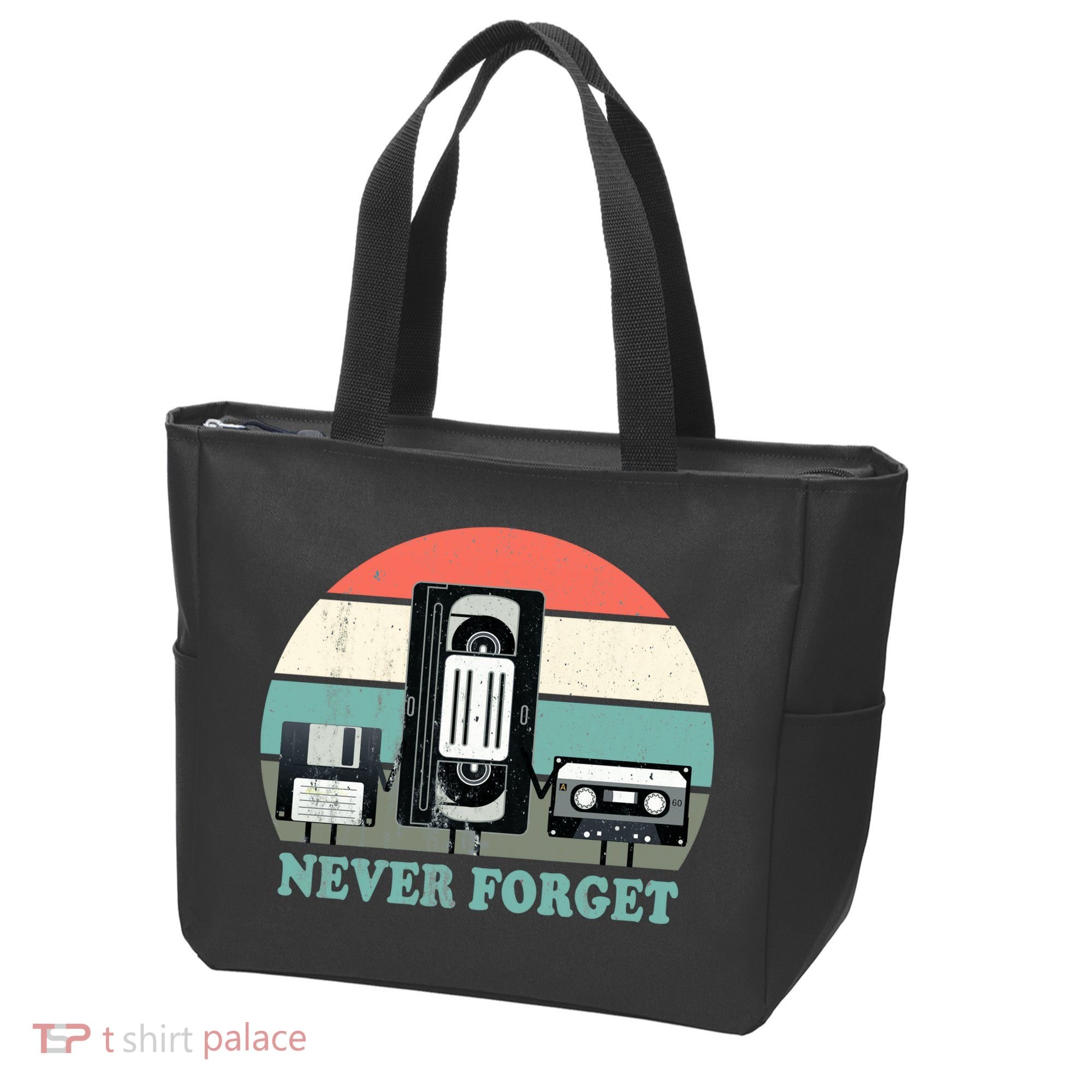 Never Forget VHS, Cassette, Floppy Disc Old School Retro Tote Bag