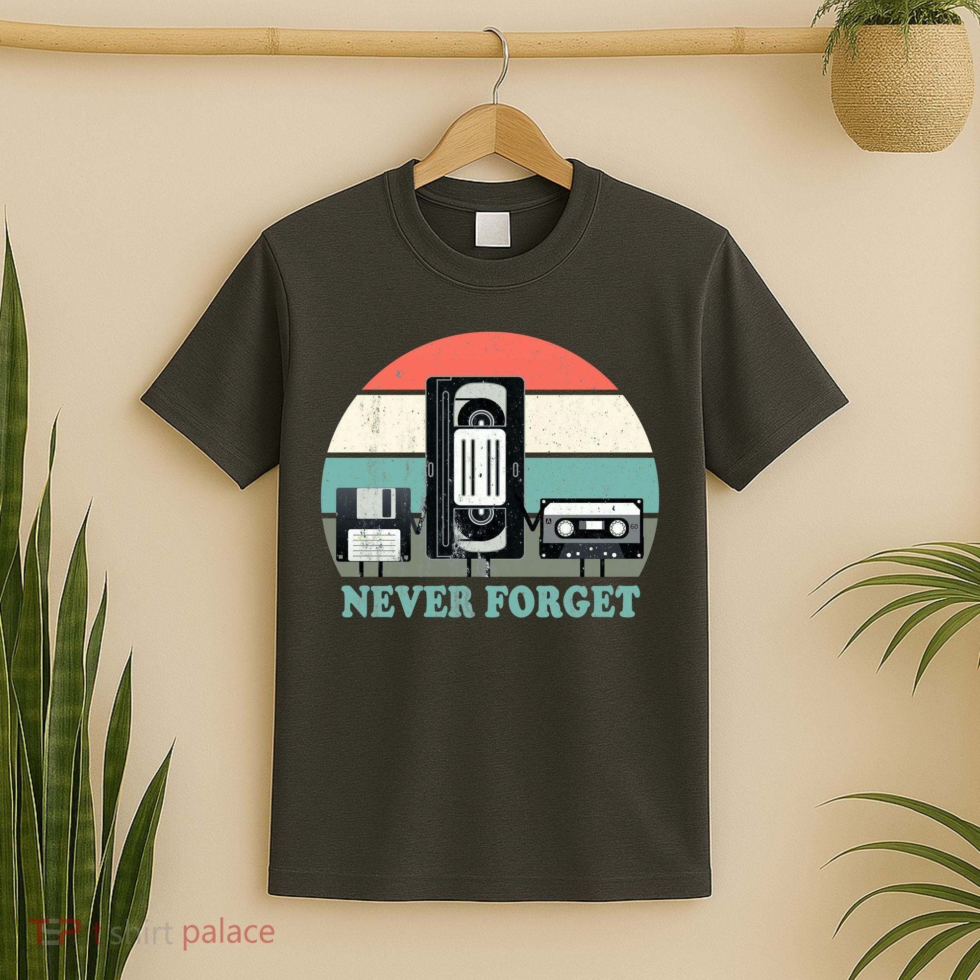 Never Forget VHS, Cassette, Floppy Disc Old School Retro T-Shirt