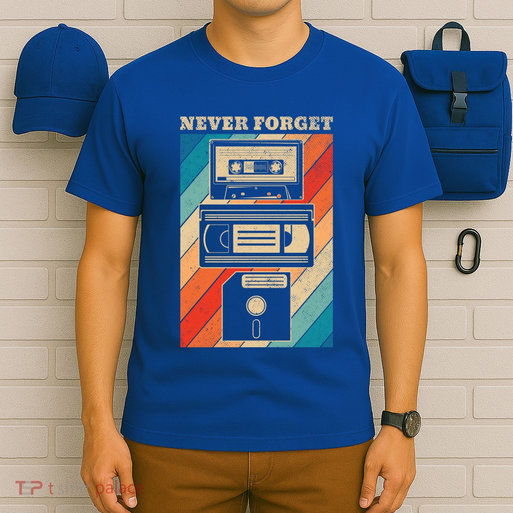 Never Forget Vintage Floppy Disk Vhs Tape 90s 80s Cassette Great Gift T-Shirt