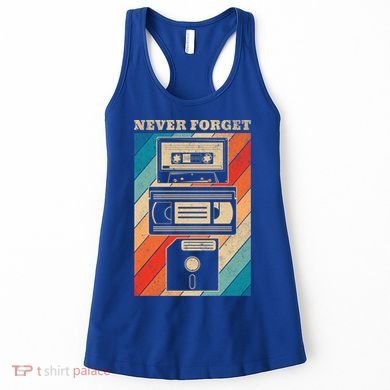Never Forget Vintage Floppy Disk Vhs Tape 90s 80s Cassette Great Gift Women's Tank Top