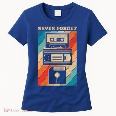 Never Forget Vintage Floppy Disk Vhs Tape 90s 80s Cassette Great Gift Women's T-Shirt