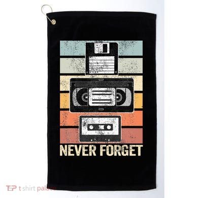 Never Forget Vintage Floppy Disk Vhs Tape 90s 80s Cassette Golf Towel