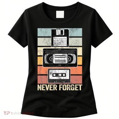 Never Forget Vintage Floppy Disk Vhs Tape 90s 80s Cassette Women's T-Shirt