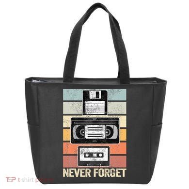 Never Forget Vintage Floppy Disk Vhs Tape 90s 80s Cassette Tote Bag