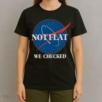 Not Flat We Checked Earth Is Flat Funny Conspiracy Globe Lie Space T-Shirt thumb 4