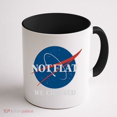 Not Flat We Checked Earth Is Flat Funny Conspiracy Globe Lie Space Coffee Mug back