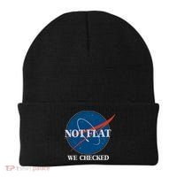 Not Flat We Checked Earth Is Flat Funny Conspiracy Globe Lie Space Beanie thumb 0