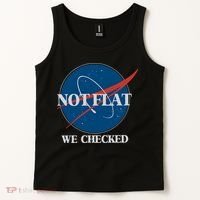 Not Flat We Checked Earth Is Flat Funny Conspiracy Globe Lie Space Tank Top thumb 2