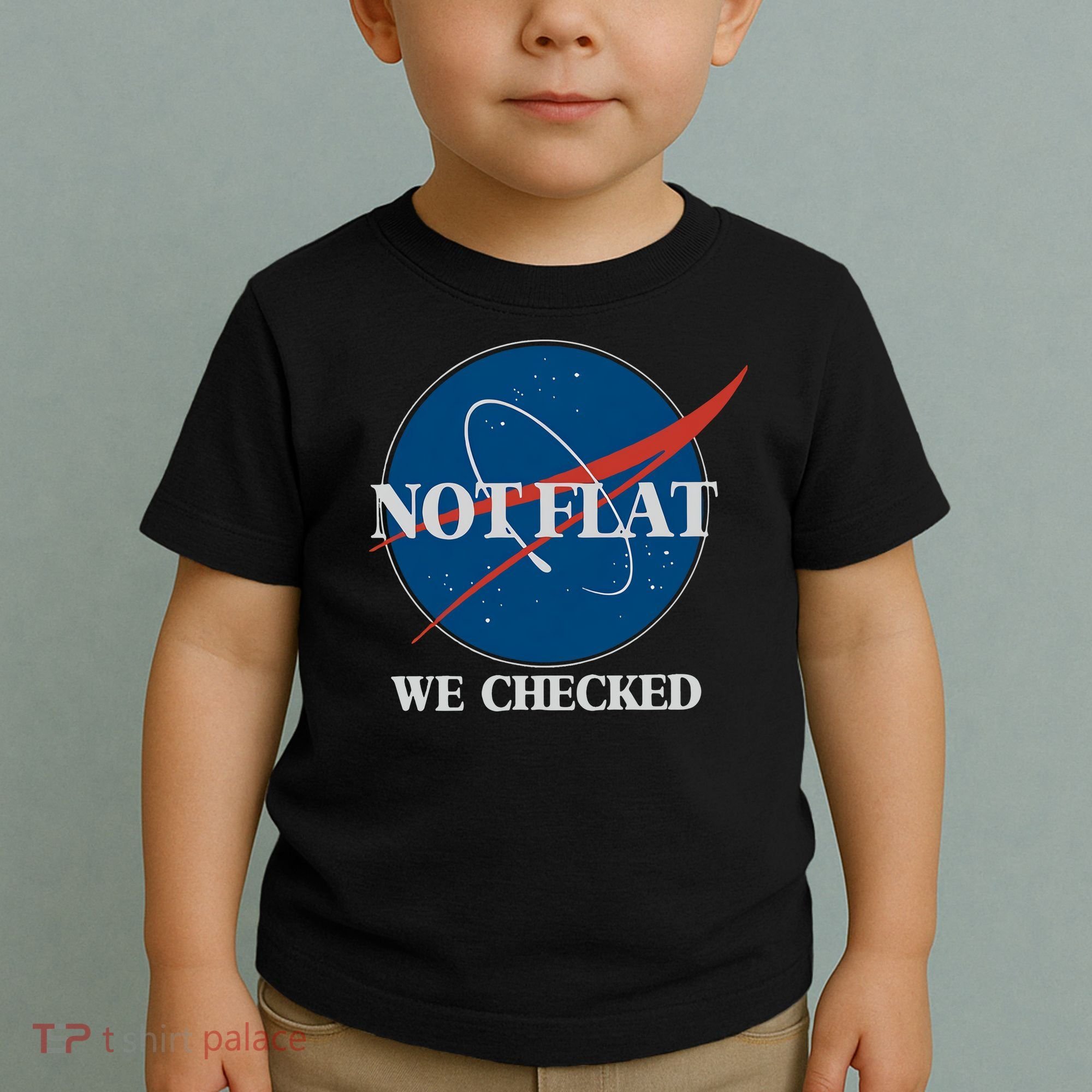 Not Flat We Checked Earth Is Flat Funny Conspiracy Globe Lie Space Toddler T-Shirt