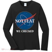 Not Flat We Checked Earth Is Flat Funny Conspiracy Globe Lie Space Women's Long Sleeve Shirt thumb 0