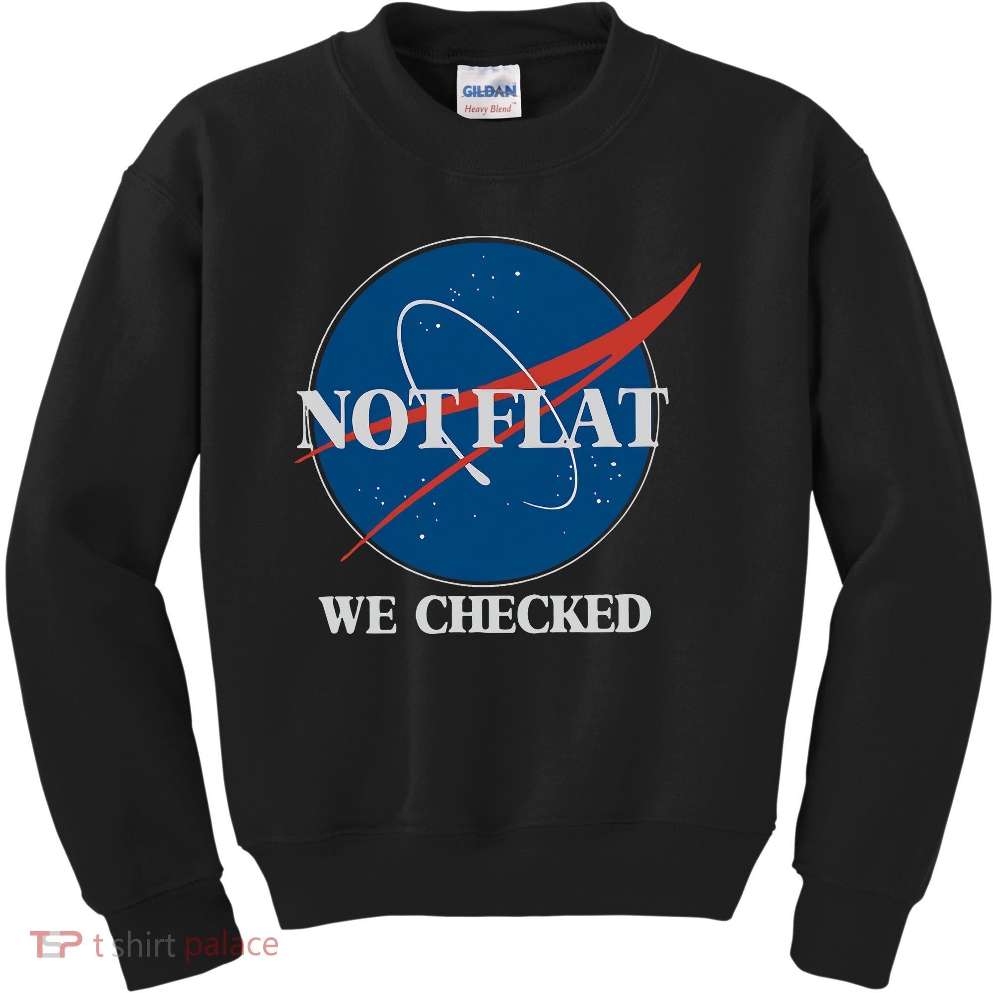 Not Flat We Checked Earth Is Flat Funny Conspiracy Globe Lie Space Kids Sweatshirt