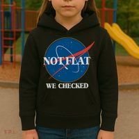Not Flat We Checked Earth Is Flat Funny Conspiracy Globe Lie Space Kids Hoodie thumb 3