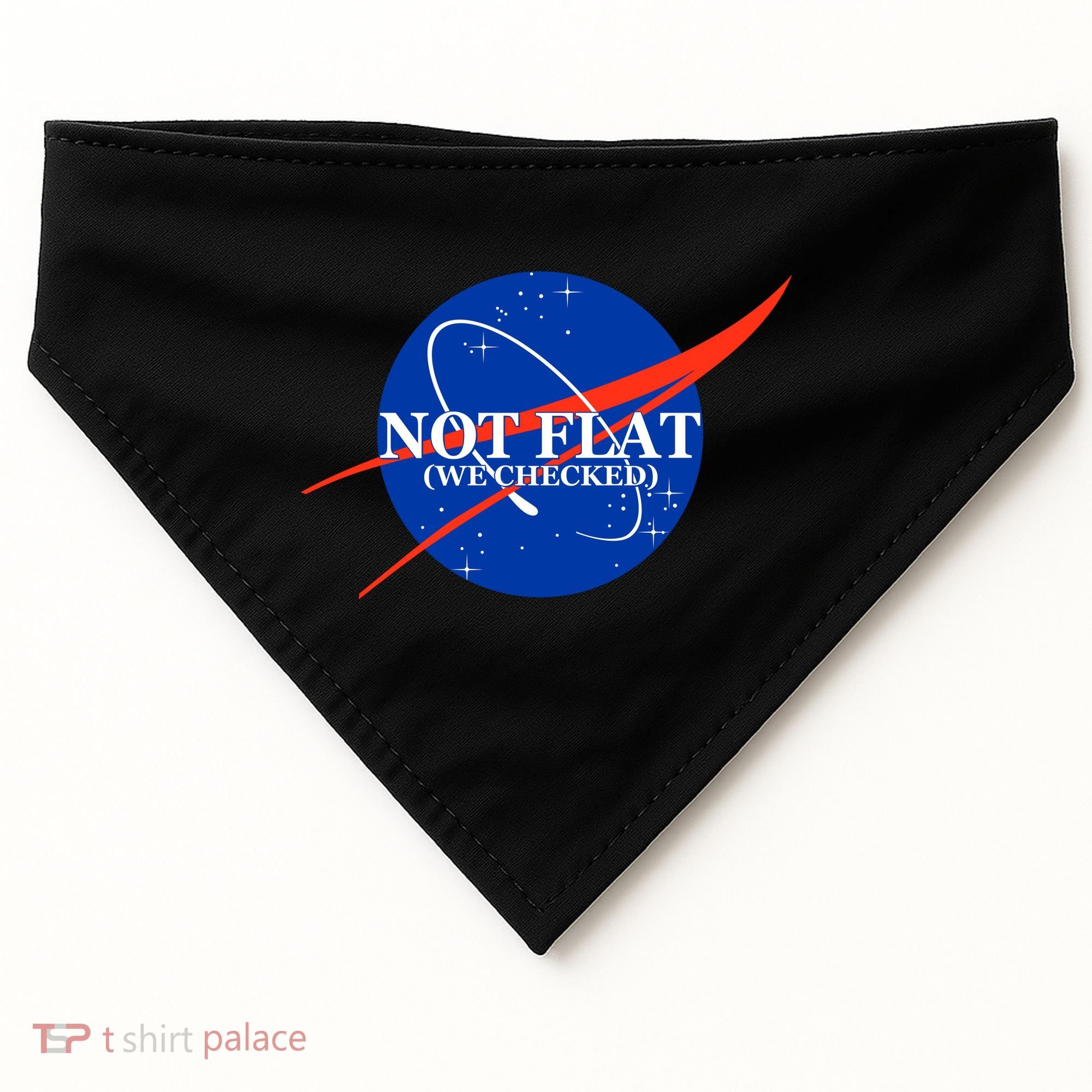 Not Flat We Checked Nasa Anti Flat Earth USA-Made Doggie Bandana
