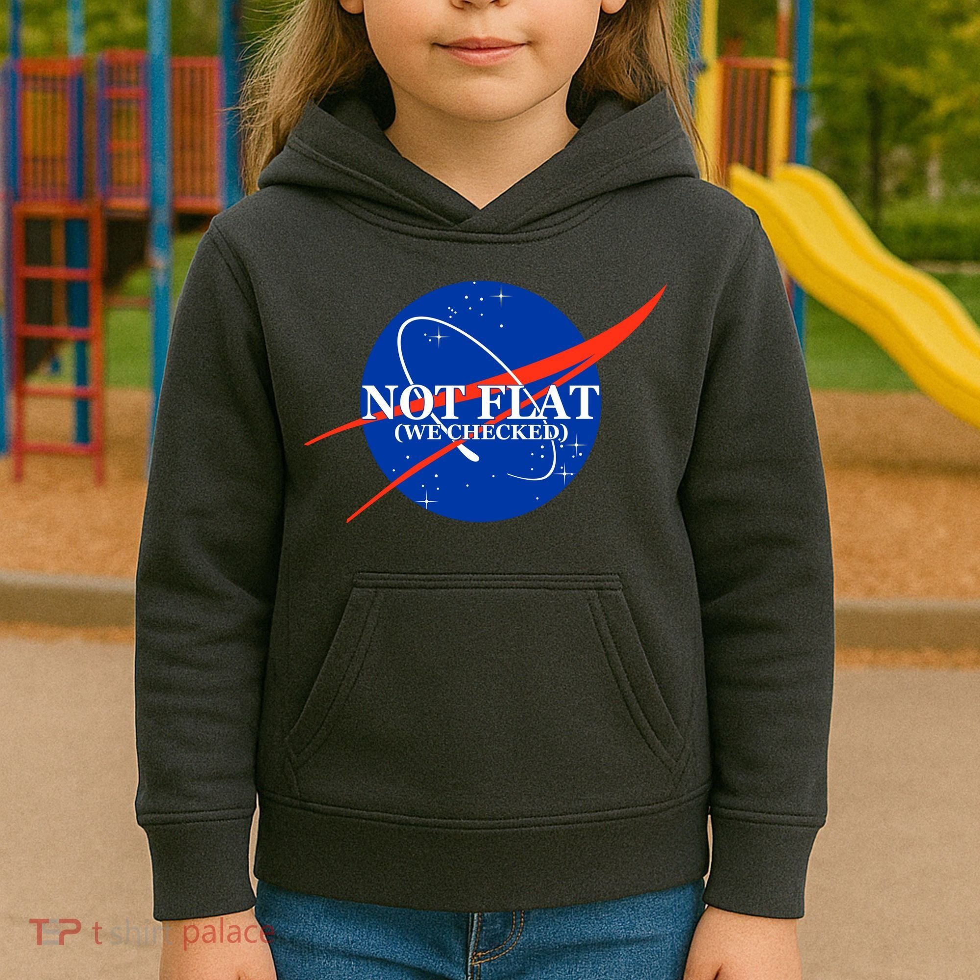 Not Flat We Checked Nasa Anti Flat Earth Kids Hoodie