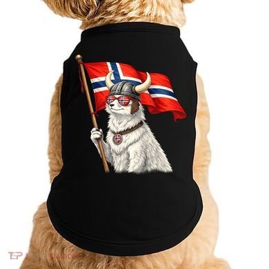 Norwegian Flag Waving Yeti Norway Norge Pride Doggie Tank