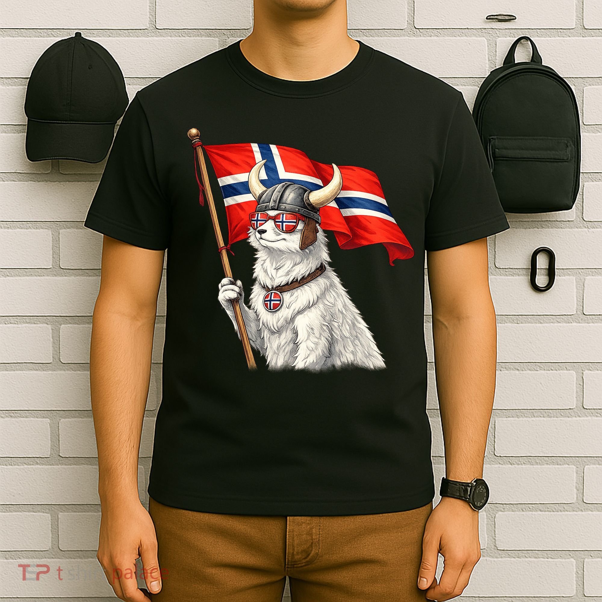 Norwegian Flag Waving Yeti Norway Norge Pride T-Shirt