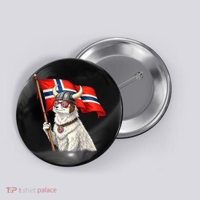 Norwegian Flag Waving Yeti Norway Norge Pride Button
