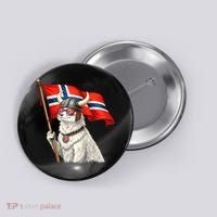 Norwegian Flag Waving Yeti Norway Norge Pride Button thumb 0
