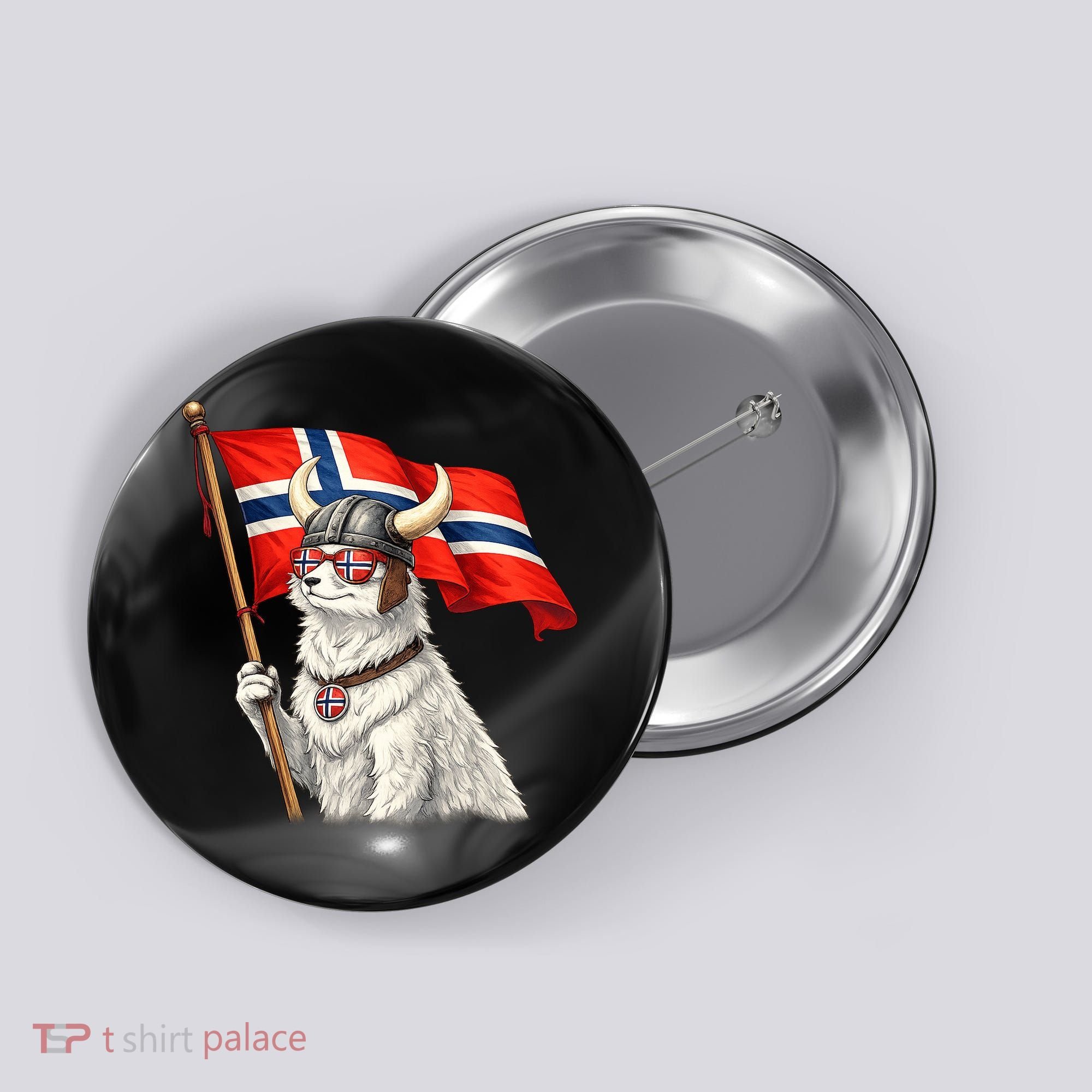 Norwegian Flag Waving Yeti Norway Norge Pride Button