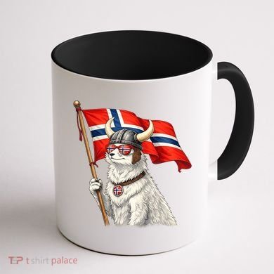 Norwegian Flag Waving Yeti Norway Norge Pride Coffee Mug back