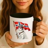 Norwegian Flag Waving Yeti Norway Norge Pride Coffee Mug thumb 3