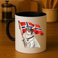 Norwegian Flag Waving Yeti Norway Norge Pride Coffee Mug thumb 4