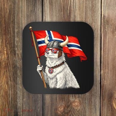 Norwegian Flag Waving Yeti Norway Norge Pride Coaster
