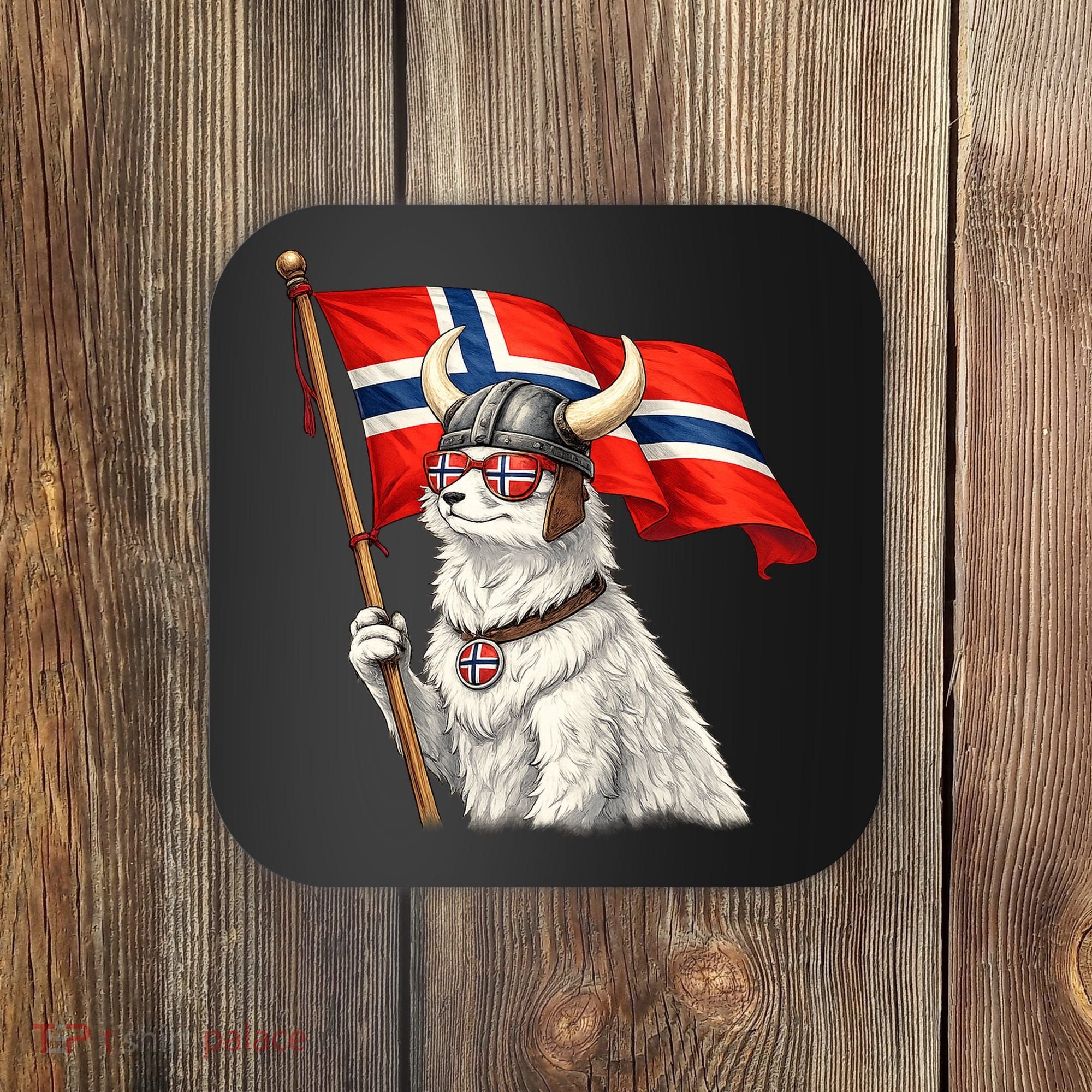 Norwegian Flag Waving Yeti Norway Norge Pride Coaster