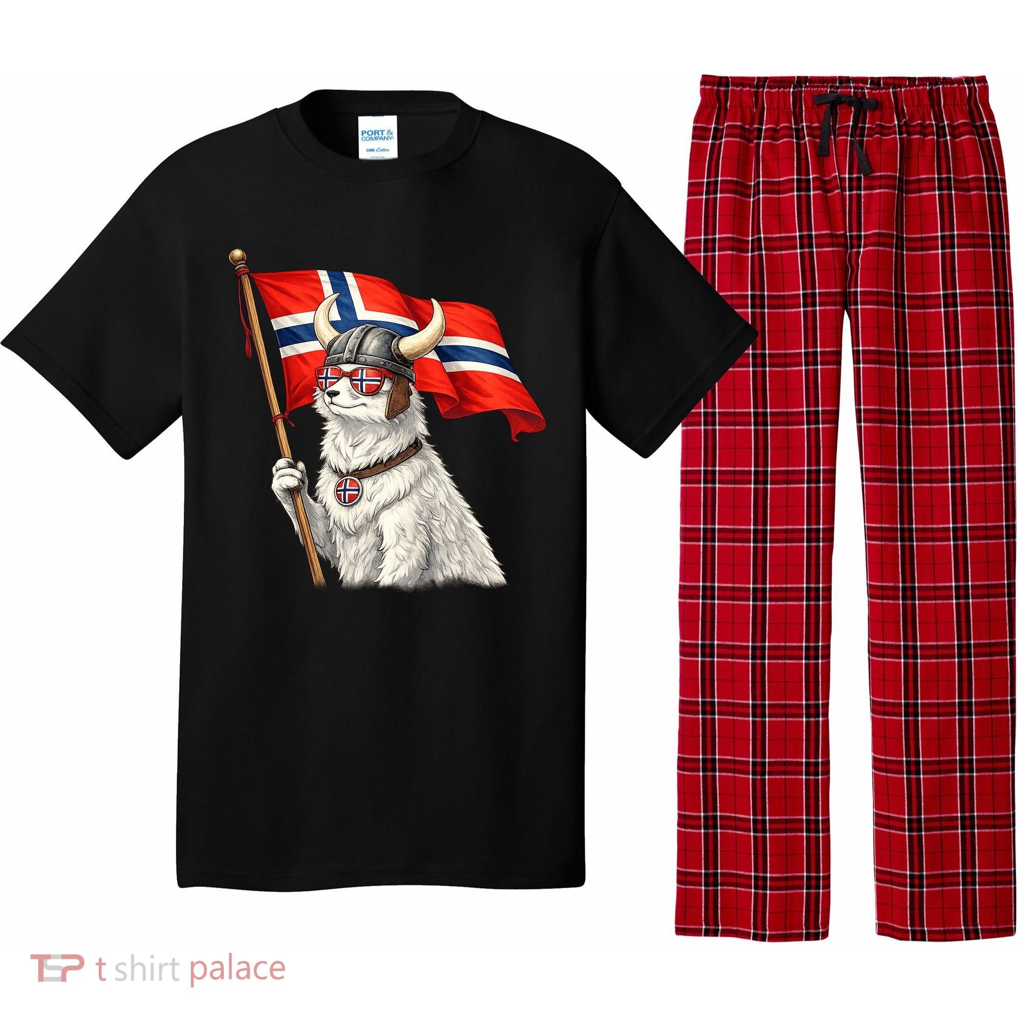 Norwegian Flag Waving Yeti Norway Norge Pride Pajama Set
