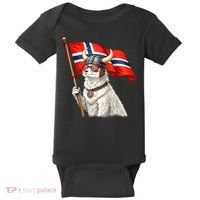Norwegian Flag Waving Yeti Norway Norge Pride Baby Bodysuit thumb 0